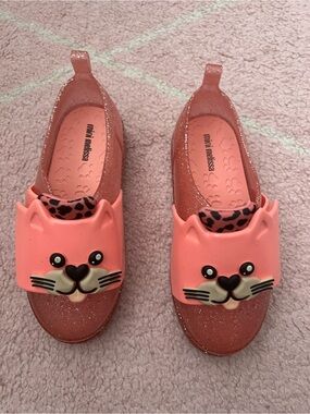 Mini Melissa Coral Pink Cat Jelly Slip-On shoes Never Worn